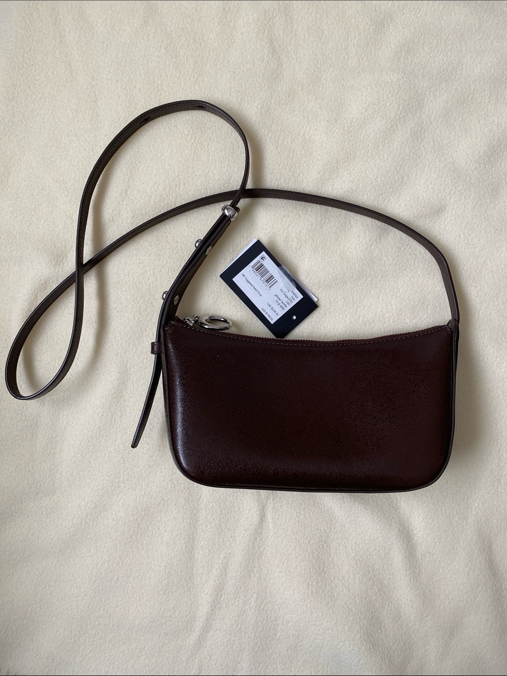kate spade Dark Brown Leather Shoulder Bag with Silver Hardware